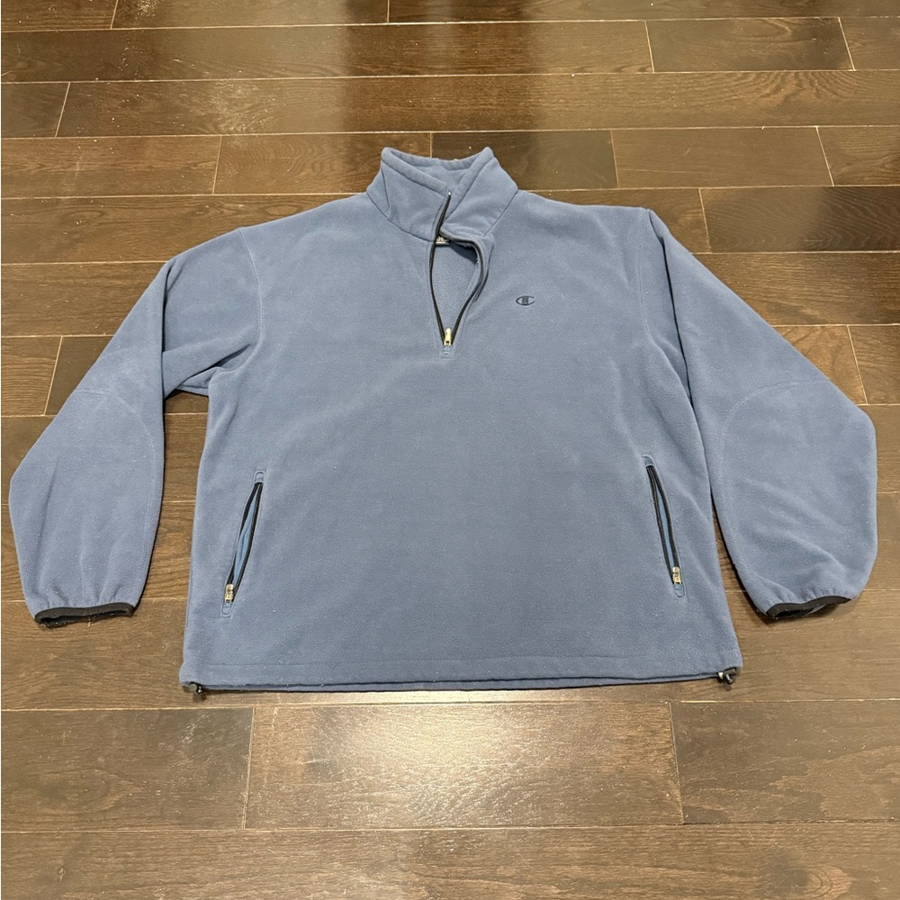 Champion Men's Blue Gray Zip-Up Pullover